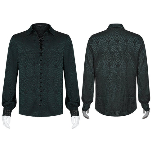 SiaLinda for Men: Rikard, gothisches Jacquardhemd smaragd grün - SiaLinda.com
